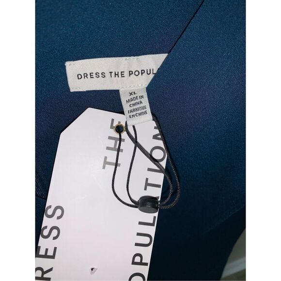 Dress The Population Iris Slit Crepe Gown In Peacock Blue/Teal size XL - Picture 10 of 13